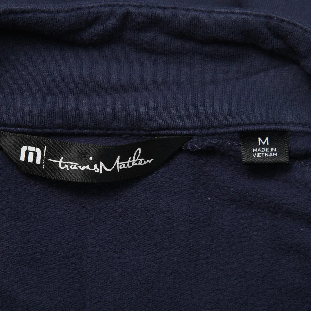 TravisMathew Pullover Mens M Blue Quarter Zip Golf Shirt Lightweight Striped